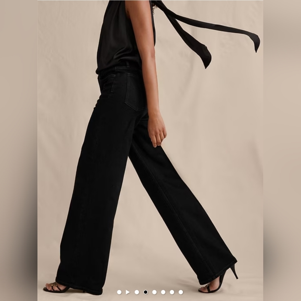 NWT The Icon Classic Wide-Leg Jean Size 30 Petite In Black Rinse Wash